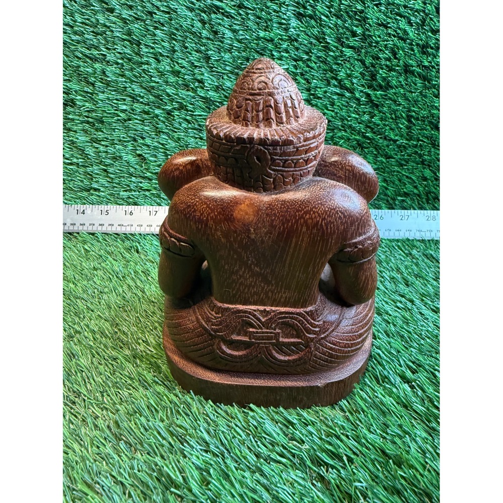 Artisans Angkor Hand Carved Wood Ganesha Statue Seated Hindu Deity Cambodia 5.5" - Picture 6 of 8